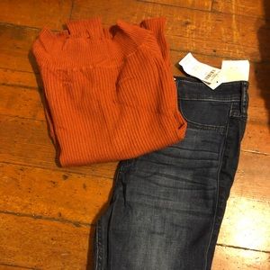 Orange off-the-shoulder sweater